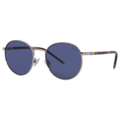 Polo Ralph Lauren PH3133 9001/80 Sunglasses Men`s Shiny Silver/dark Blue 51mm - Silver Frame, Blue Lens