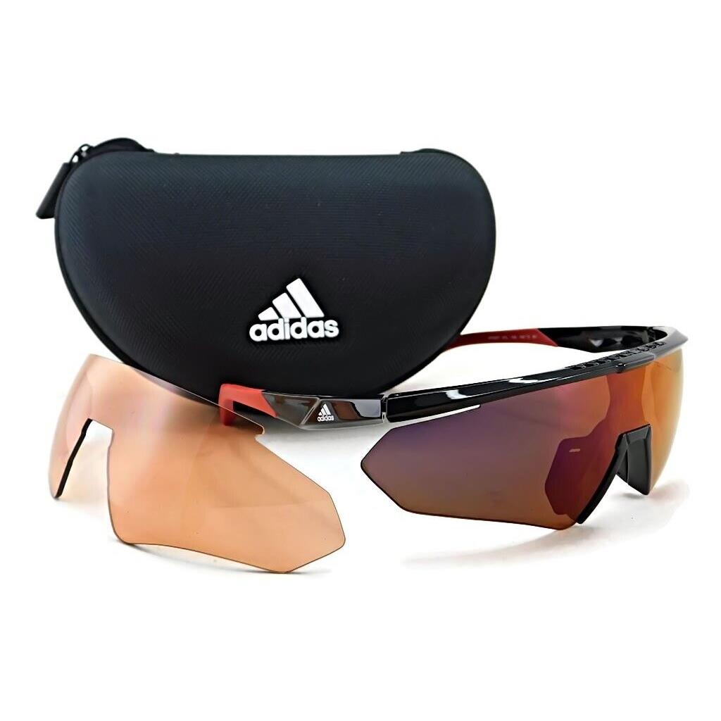 Adidas Sport Sunglasses SP0027 01L Shiny Black / Fire Mirror + Bonus Lens