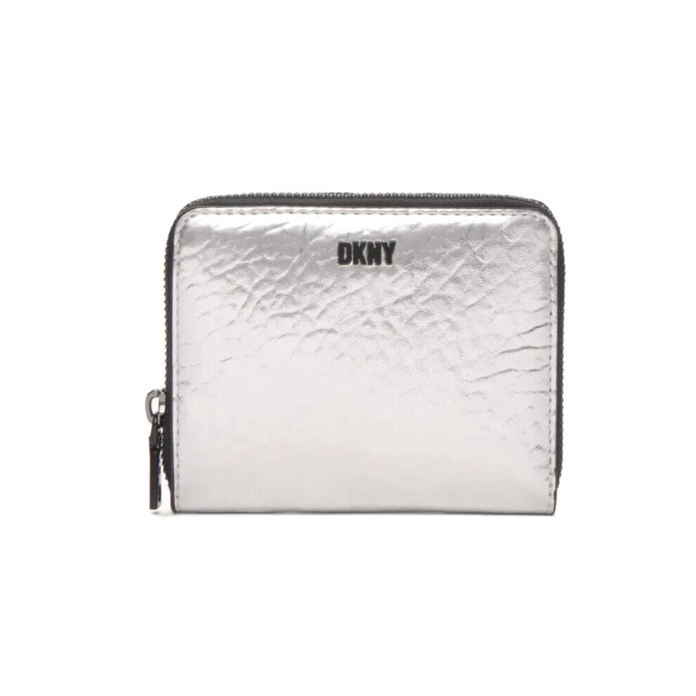 Dkny Boxed Small Zip Around Wallet Metallic Silver