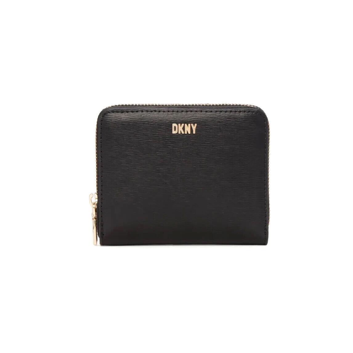 Dkny Boxed Small Zip Around Wallet Leather Black