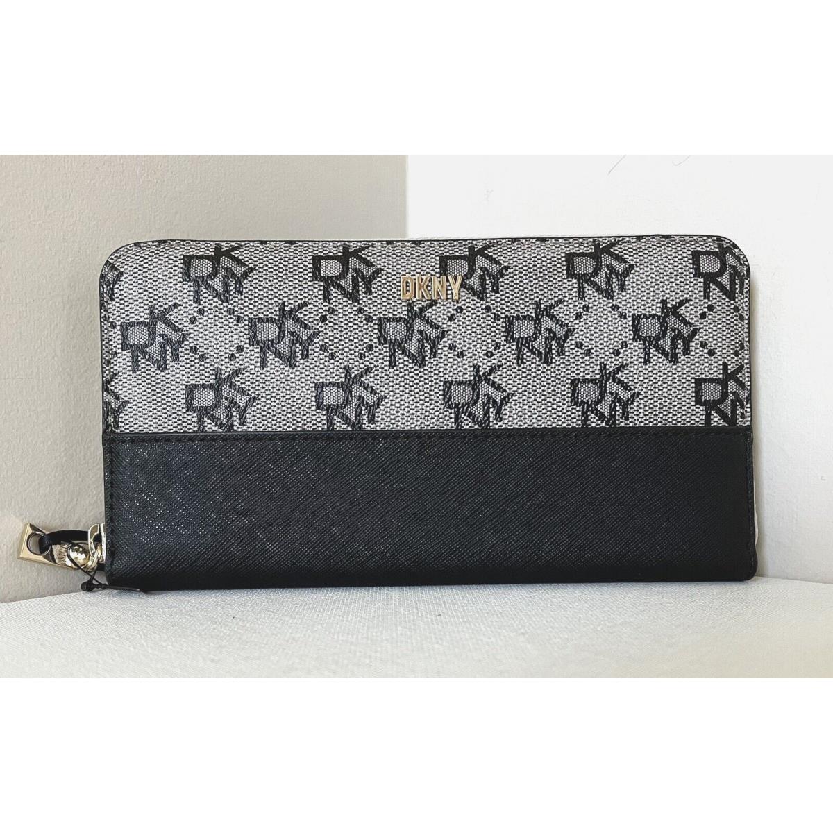 Dkny Boxed Bryant Large Zip Around Continental Wallet Grey / Black