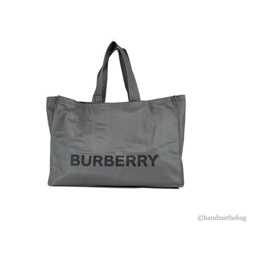 Burberry Trench Charcoal Grey Extra Large Nylon Econyl Tote Handbag Purse