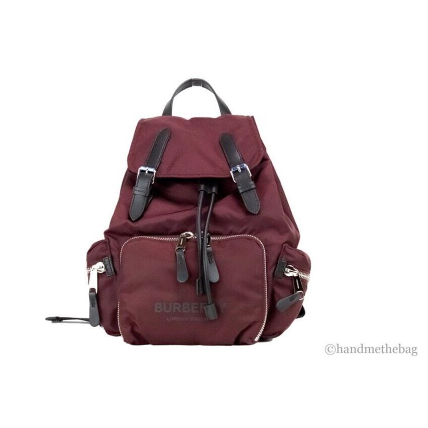 Burberry Medium Burgundy Econyl Nylon Rucksack Drawstring Backpack Bookbag