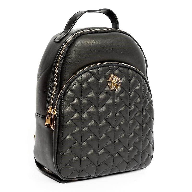 Roberto Cavalli Backpack Bag Black Quilted Eco Leather Falabella Collection