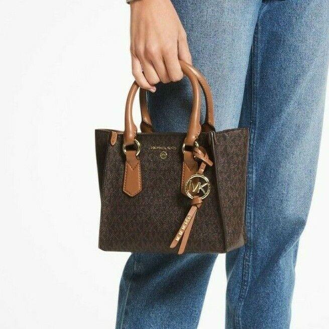 Michael Kors Small Logo Satchel Crossbody Brown/acorn or Bag+wallet Set