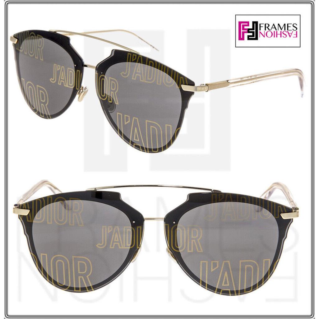 Christian Dior Reflected Prism Gold Black Jadior Mirrored Print Sunglasses