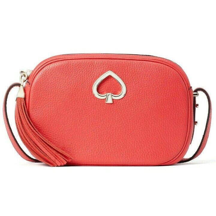 Kate Spade Kourtney Coral Red Leather Oval Crossbody Bag WKRU6817 FS