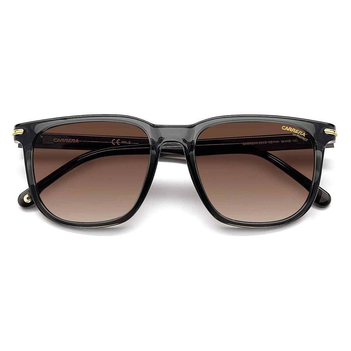 Carrera 300/S Sunglasses Gray Brown Gradient Rectangle 54mm