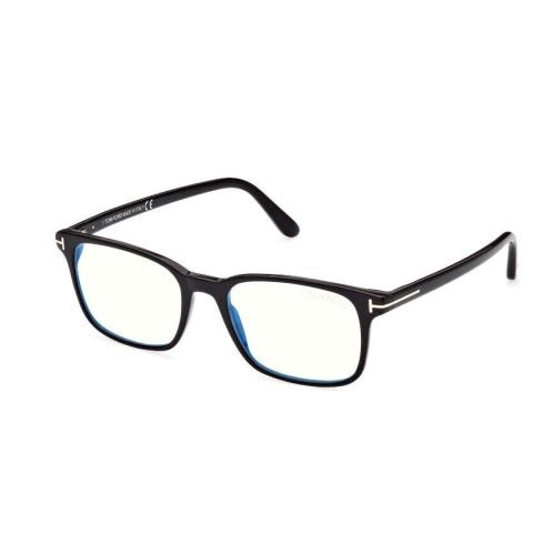 Tom Ford FT5831-B 001 Shiny Black/blue Block Square Men`s Eyeglasses