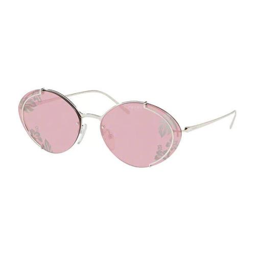 Prada SPR60U Sunglasses Silver W/light Violet Lens 1BC239 PR60US Spr 60U