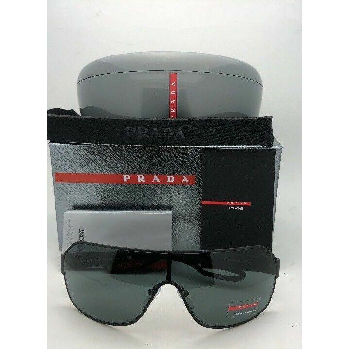 Prada Sport Sunglasses Sps 52Q DG0-1A1 Black Rubberized Shield W/grey Lenses