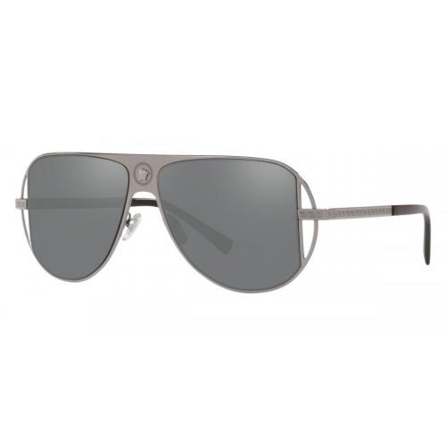 Versace VE2212 10016G Sunglasses Gunmetal Frame Grey Mirror Silver Lens 57mm
