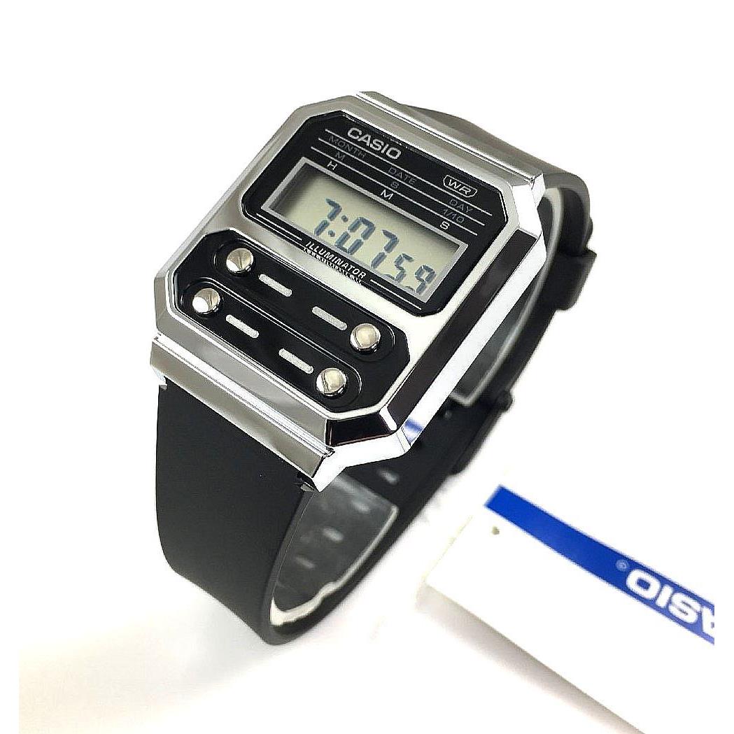 Casio Vintage Collection Digital Dial and Black Resin Strap Watch A100WEF-1A