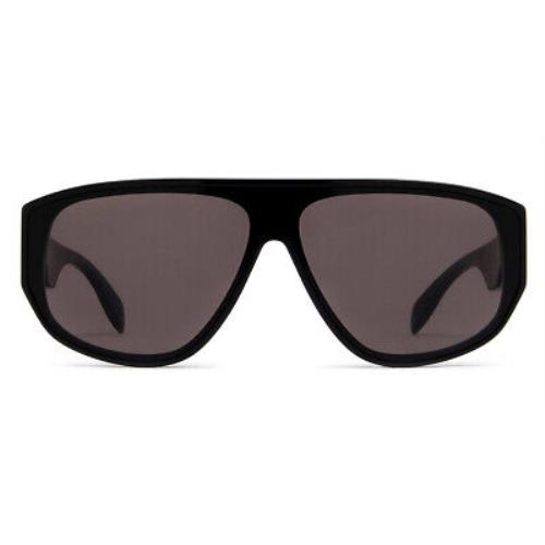 Alexander Mcqueen AM0386S Sunglasses Black Gray Shield 99mm