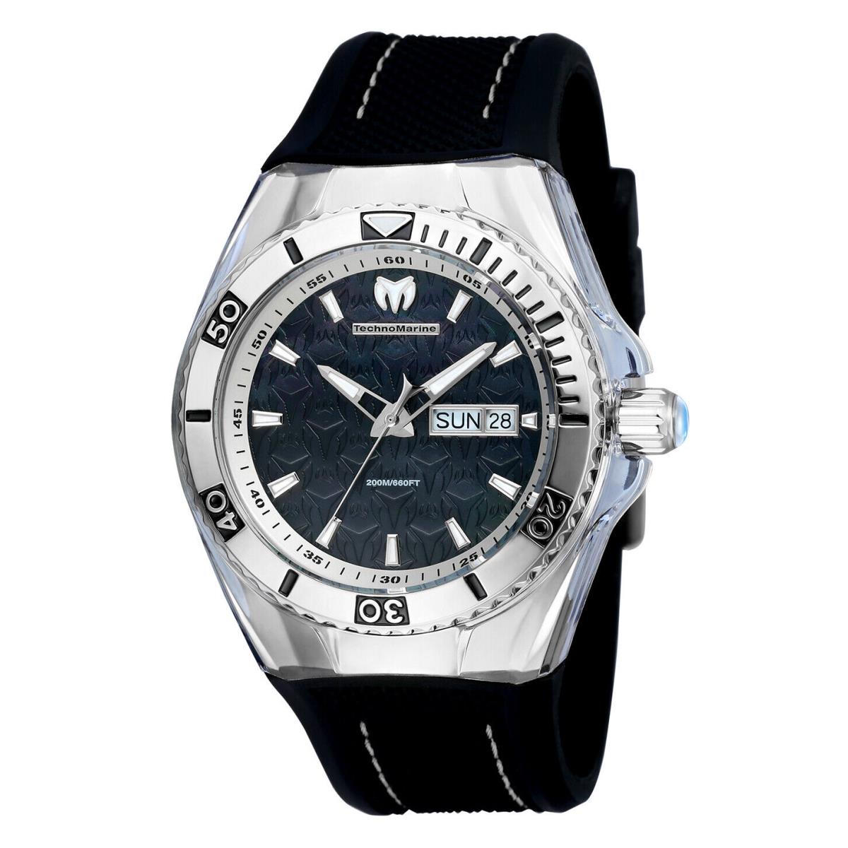 Technomarine Men`s Cruise Monogram TM-115212 Quartz Black Dial Watch 44mm