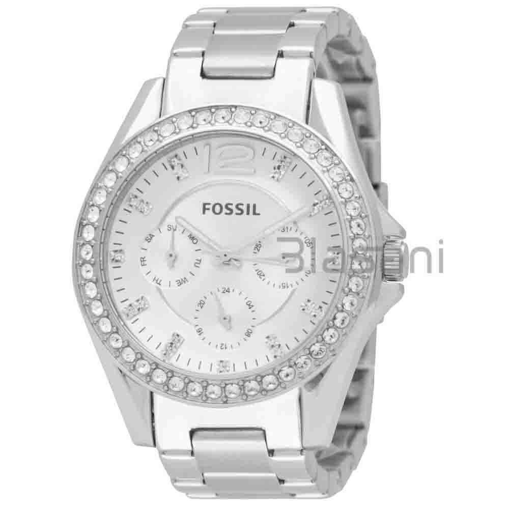 Fossil ES3202 Women`s Riley Quartz Silverstainless Steel Watch 38mm