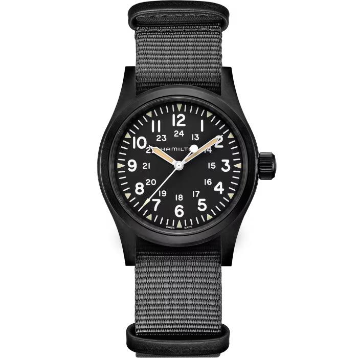 Hamilton Khaki Field Quartz 38mm Black Dial Textile Strap Watch H69409930