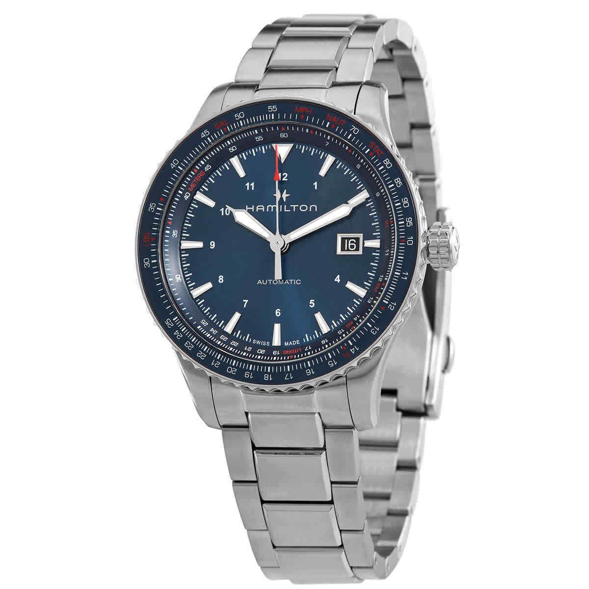 Hamilton Khaki Aviation Converter Automatic Blue Dial Men`s Watch H76645140 - Dial: Blue, Band: Silver, Bezel: Blue