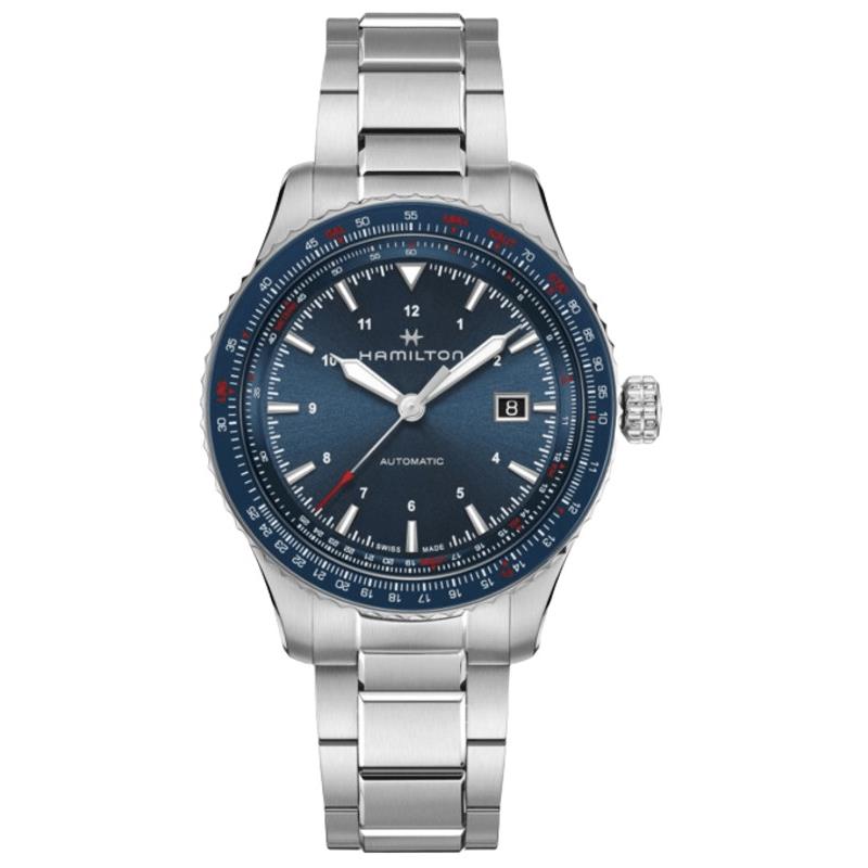 Hamilton Khaki Aviation Converter Auto 42mm Blue Men`s Watch H76645140 - Face: Blue, Dial: Blue, Band: Silver