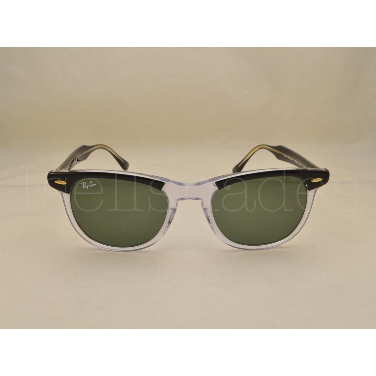 Ray Ban Eagleeye RB2398-129431 53 Black On Transparent with Green Lens - Frame: BLACK ON TRANSPARENT, Lens: GREEN