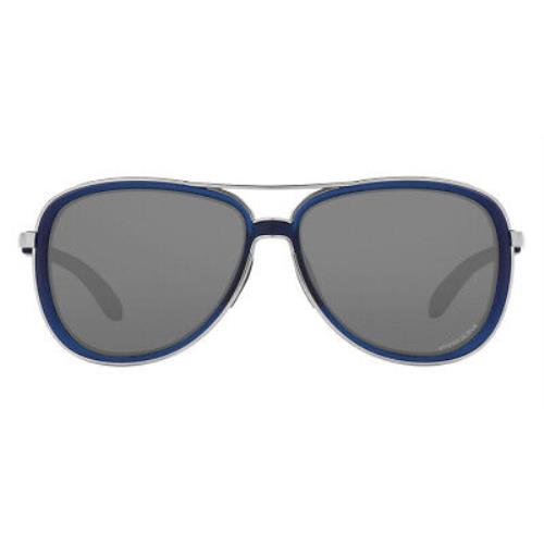 Oakley Split Time OO4129 Sunglasses Women Oval 58mm - Frame: Matte Transparent Blue / Prizm Black Mirrored, Lens: Prizm Black Mirrored