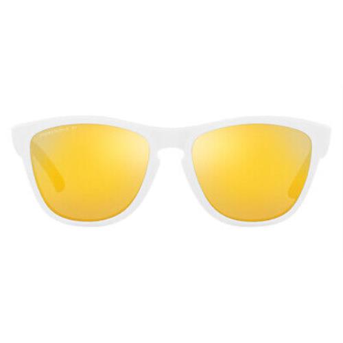Oakley Frogskins (a) OO9245 Frogskins A OO9245 Sunglasses Unisex Rectangle 54mm - Frame: Matte White / Prizm 24K Polarized Mirrored, Lens: Prizm 24K Polarized Mirrored