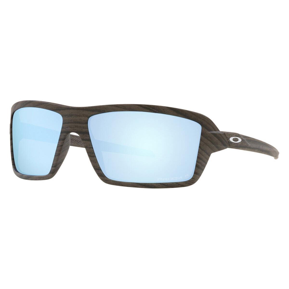 Oakley Cables OO9129 Sunglasses Woodgrain Prizm Deep Water Polarized 63mm - Frame: , Lens: