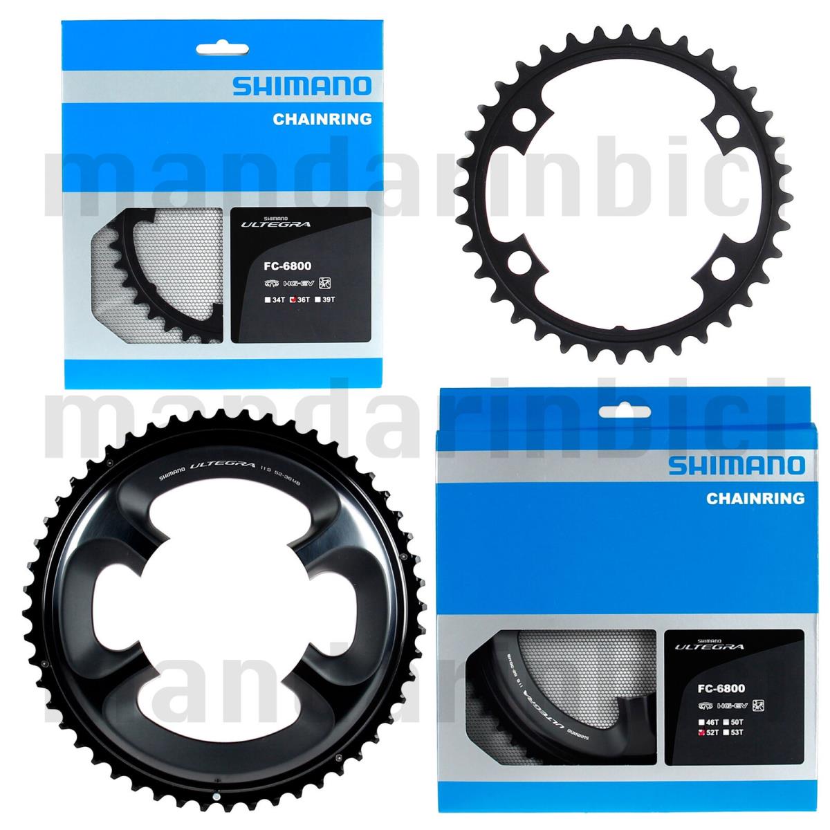 Shimano Ultegra FC-6800 52T 36T MB Outer/inner Chainrings 11-Speed Black