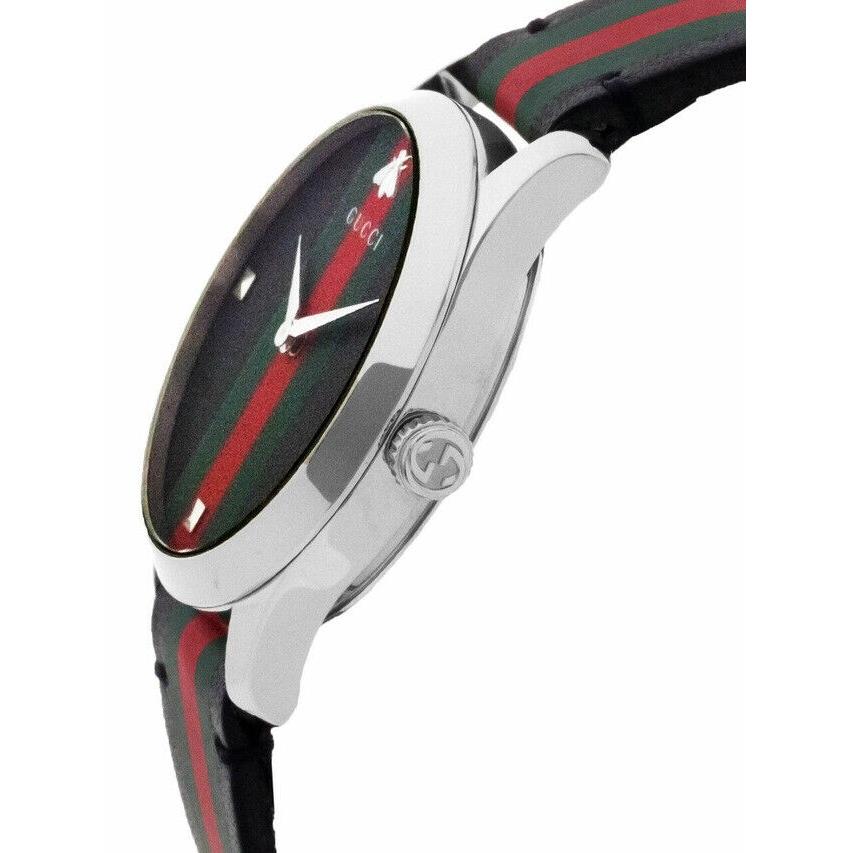 Gucci G-timeless 38MM Quartz Black Leather Band Men`s Watch YA1264079