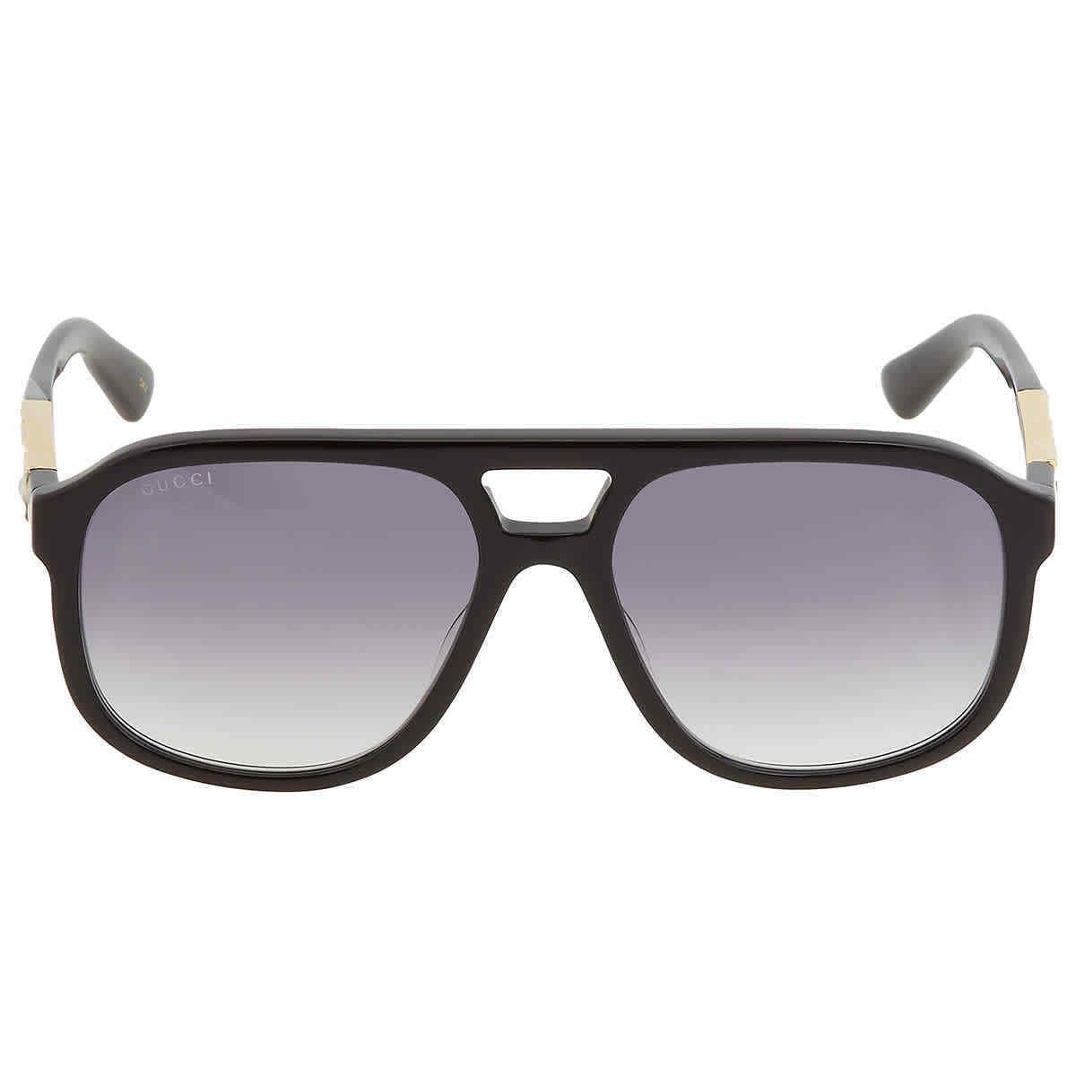 Gucci Gray Gradient Aviator Unisex Sunglasses GG1188S-002 58 GG1188S 002 58 - Frame: Black, Lens: Grey