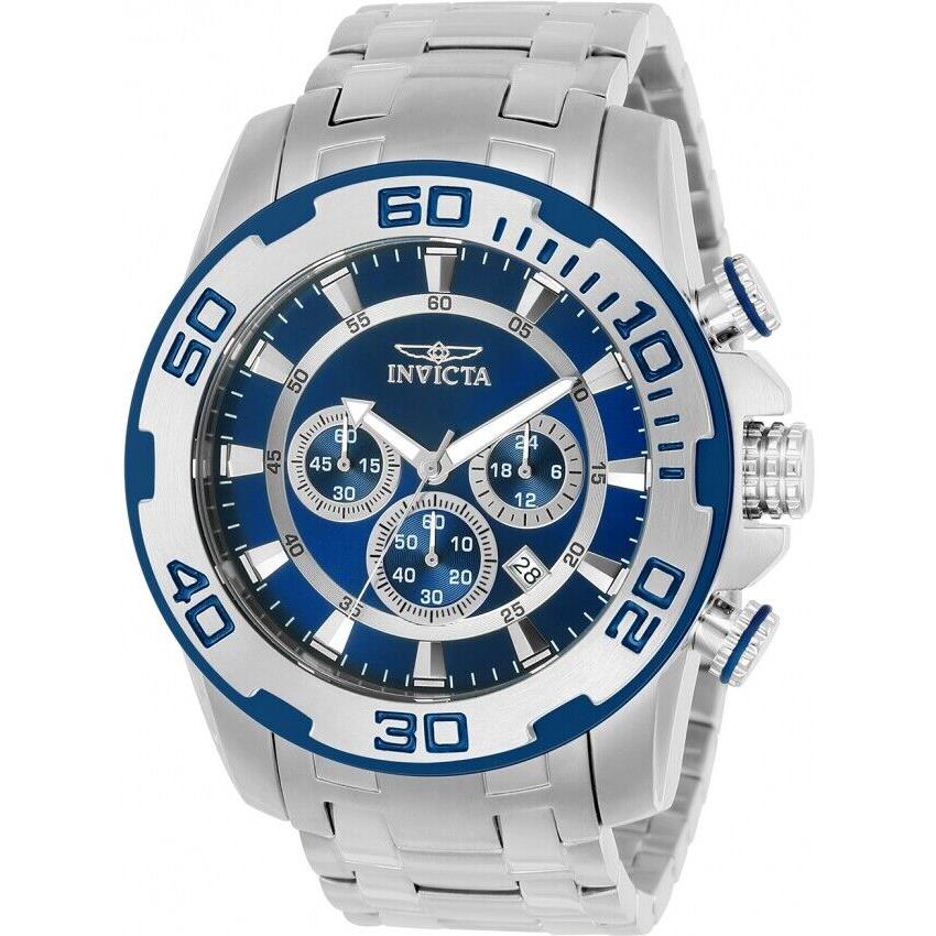 Invicta Men`s 50mm Pro Diver Scuba Blue Dial Chronograph Bracelet Watch 22319