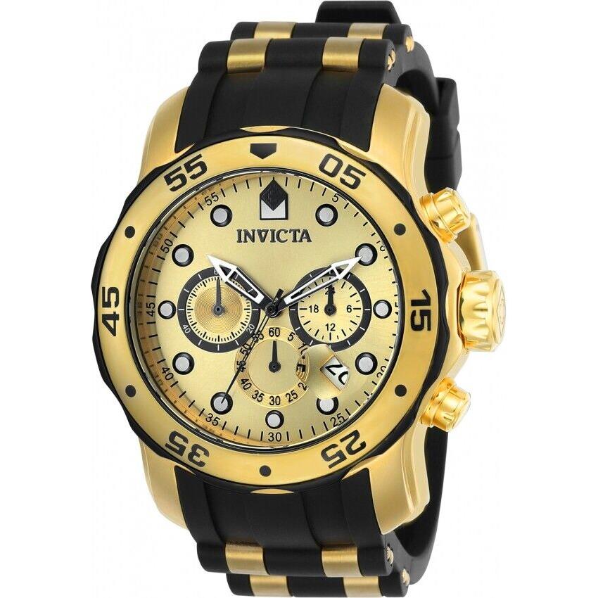 Invicta Pro Driver Scuba Men`s 48mm Chronograph Gold Black Silicone Watch 17885