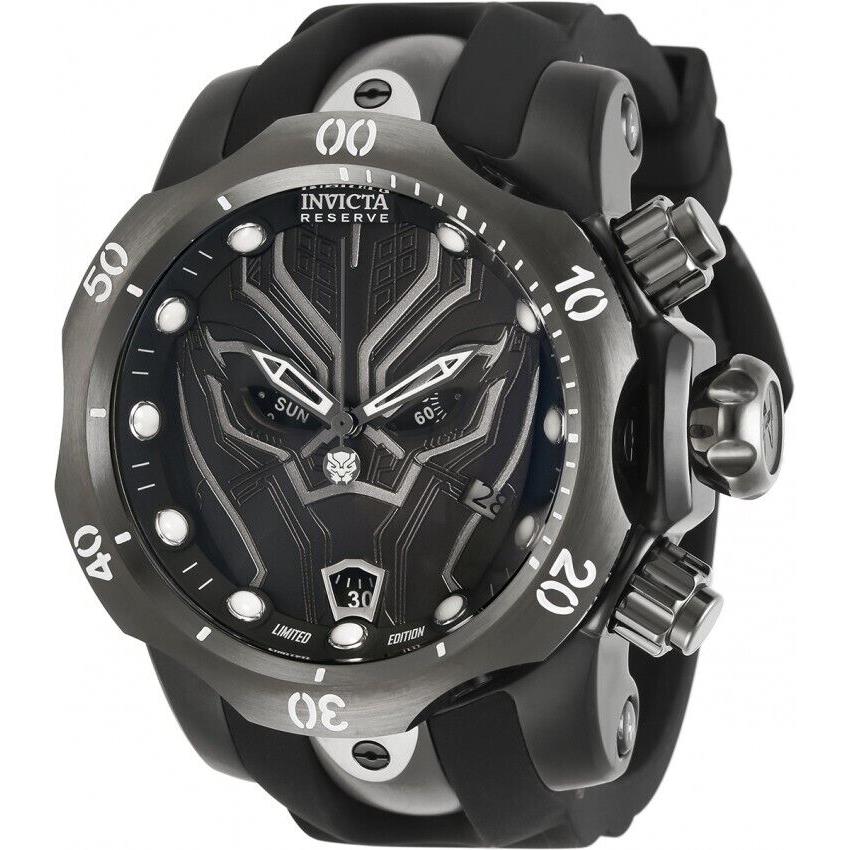 Invicta 32433 Reserve Black Panther Men`s 52mm Black Venom Silicone Strap Watch - Dial: Black