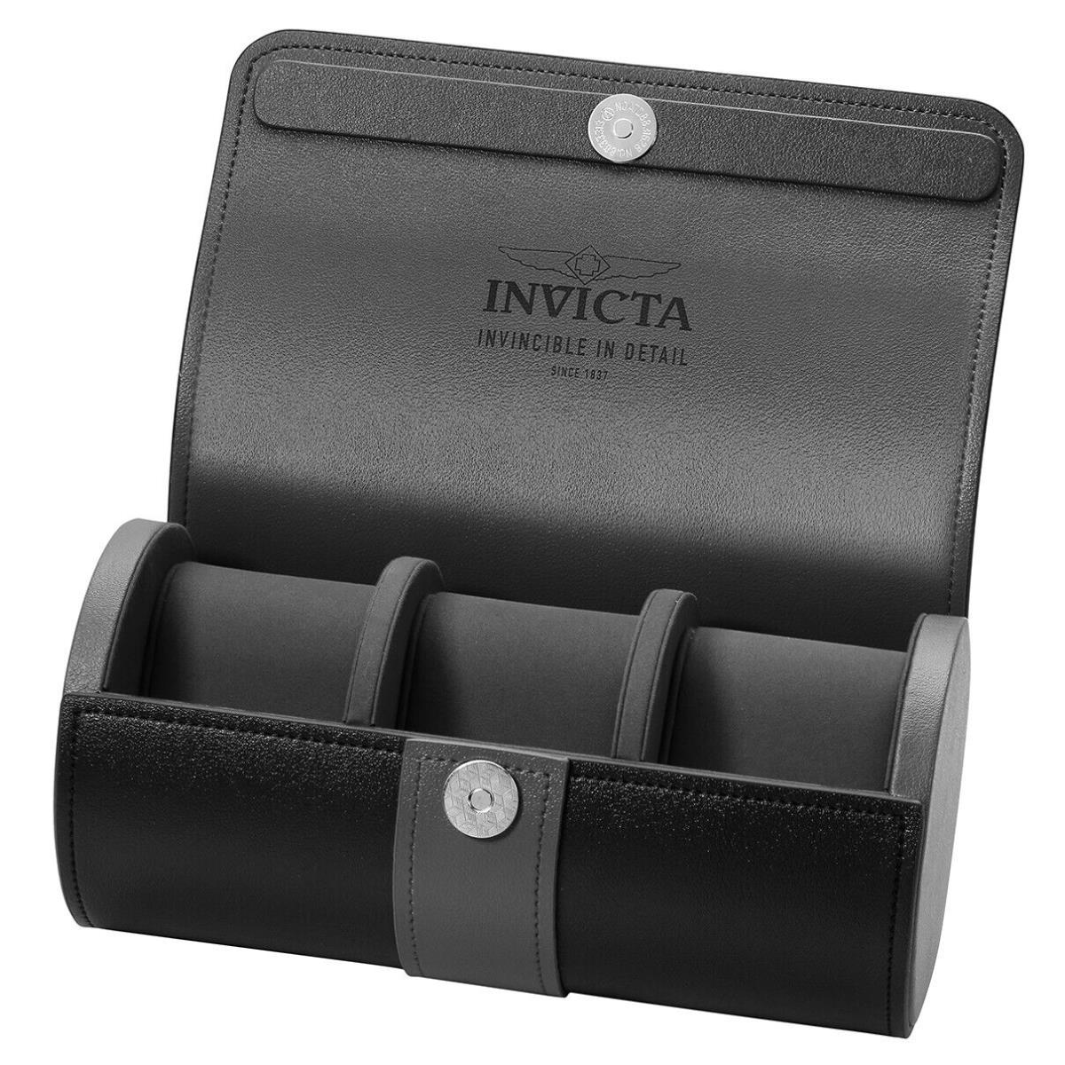 Invicta Unisex 3-Slot Black Watch Roll Travel Size Easy Carry Accessories 33924 - Black