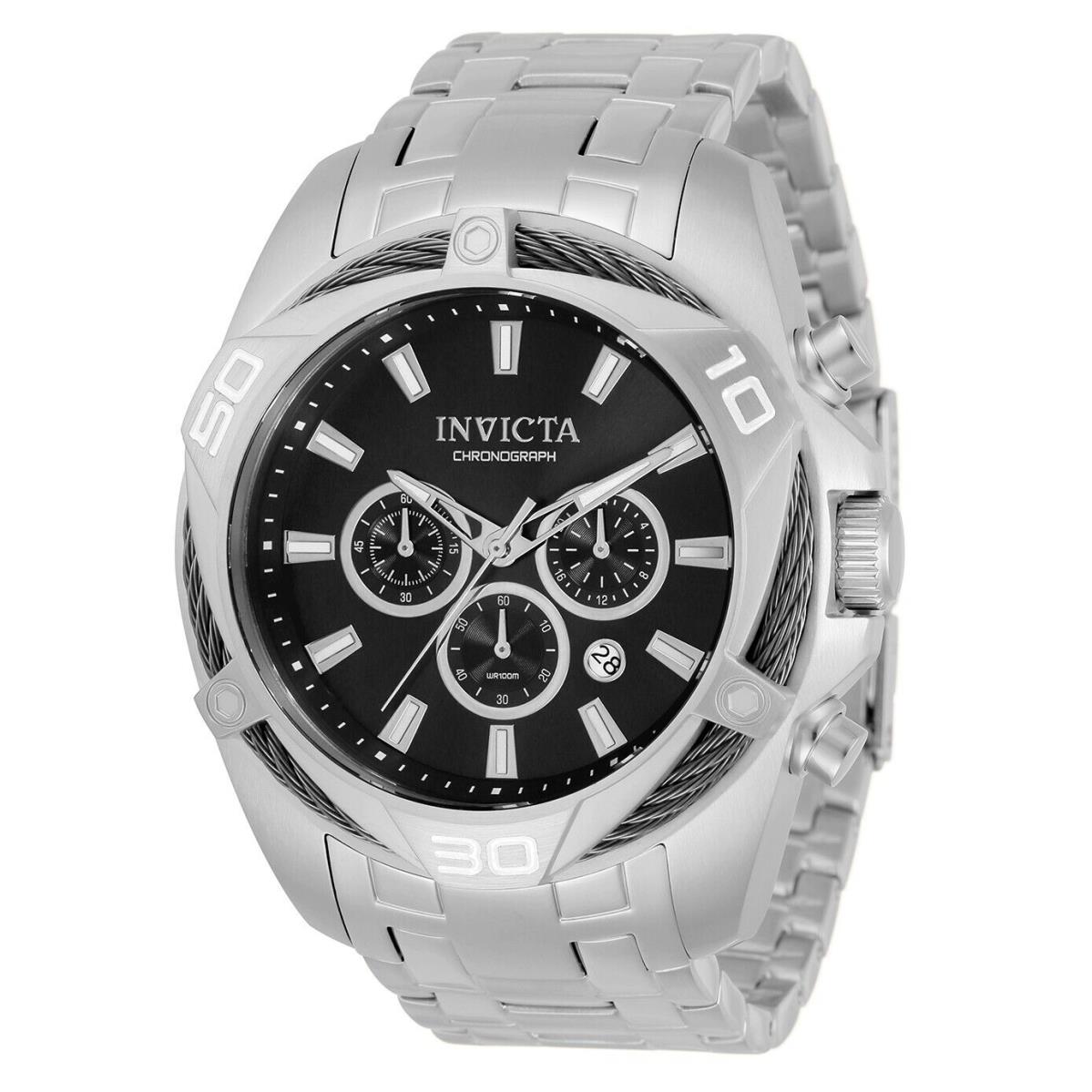 Invicta Bolt Men`s Watch - 50mm Steel 34118 - Dial: Grey, Band: silver stainless steel