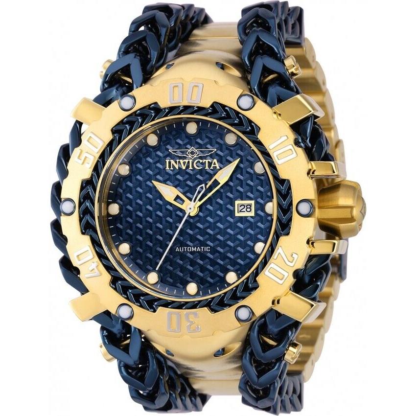 Invicta Gladiator 55mm Automatic Stainless Steel Bracelet Watch Gold/blue 36883 - Blue , Gold