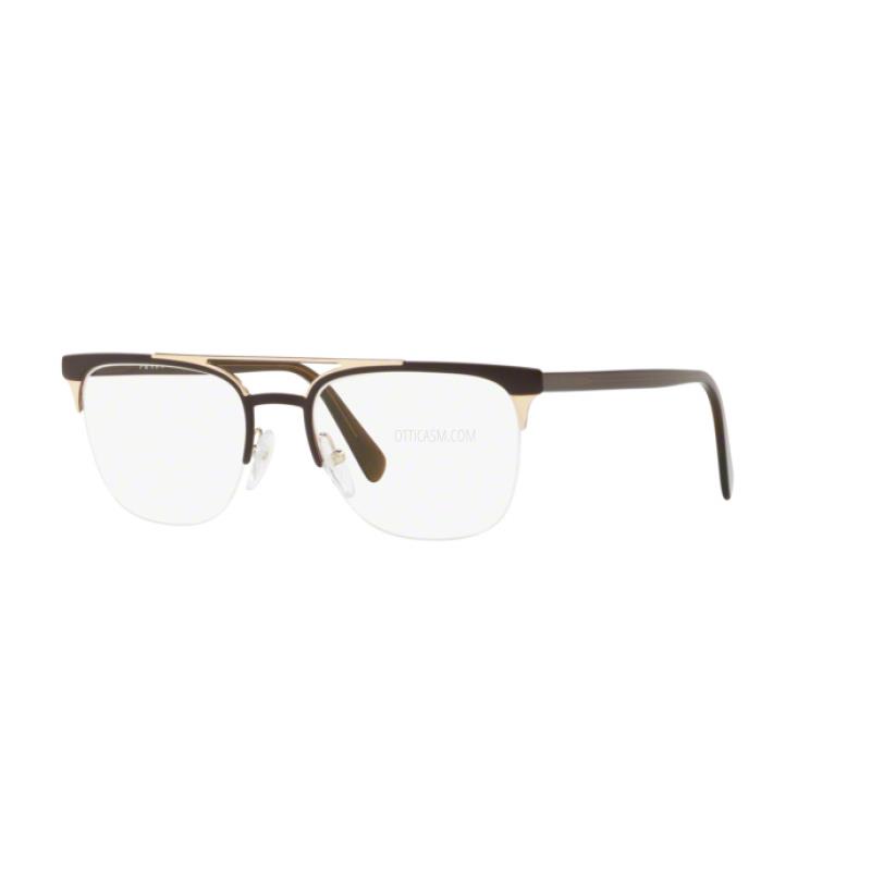 Prada Eyeglasses PR 63UV LFD1O1 Conceptual Matte Brown/matte Pale Gold 54MM