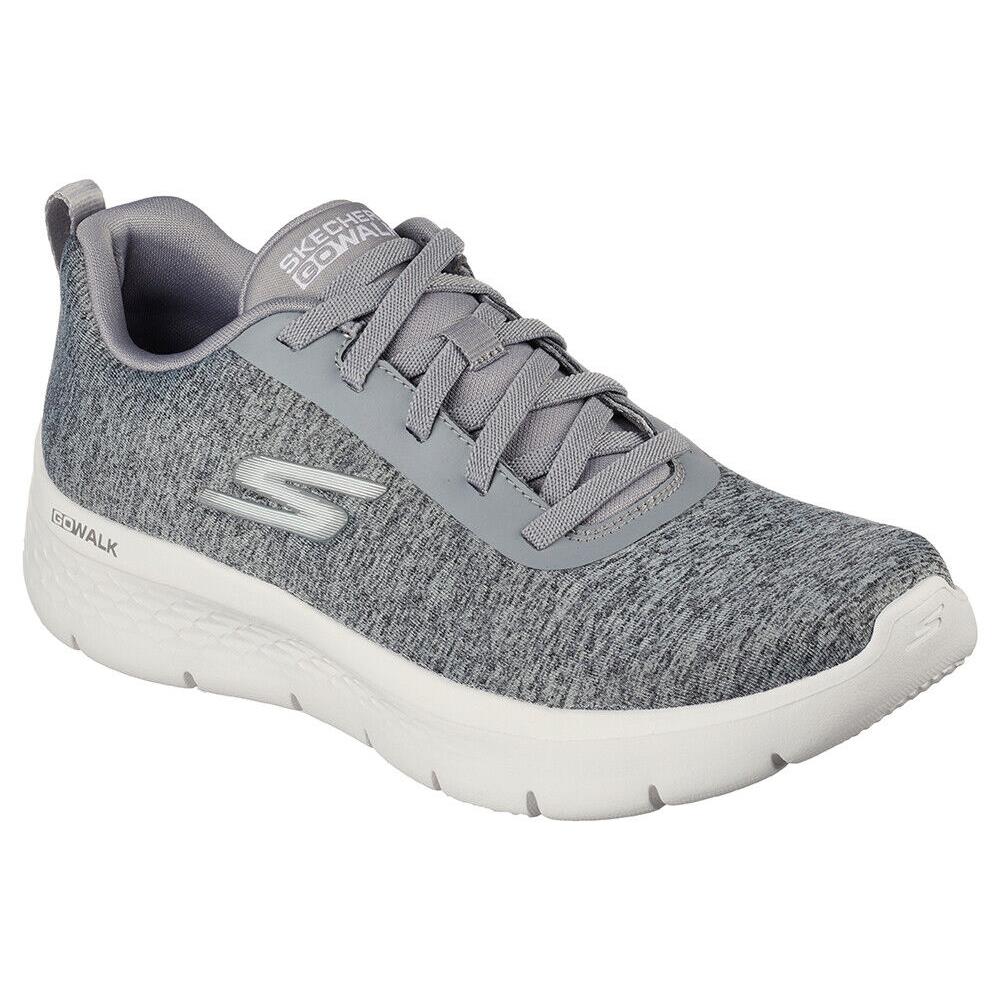 Womens Skechers Gowalk Flex Dazzling Smile Gray White Mesh Shoes Medium/Regular