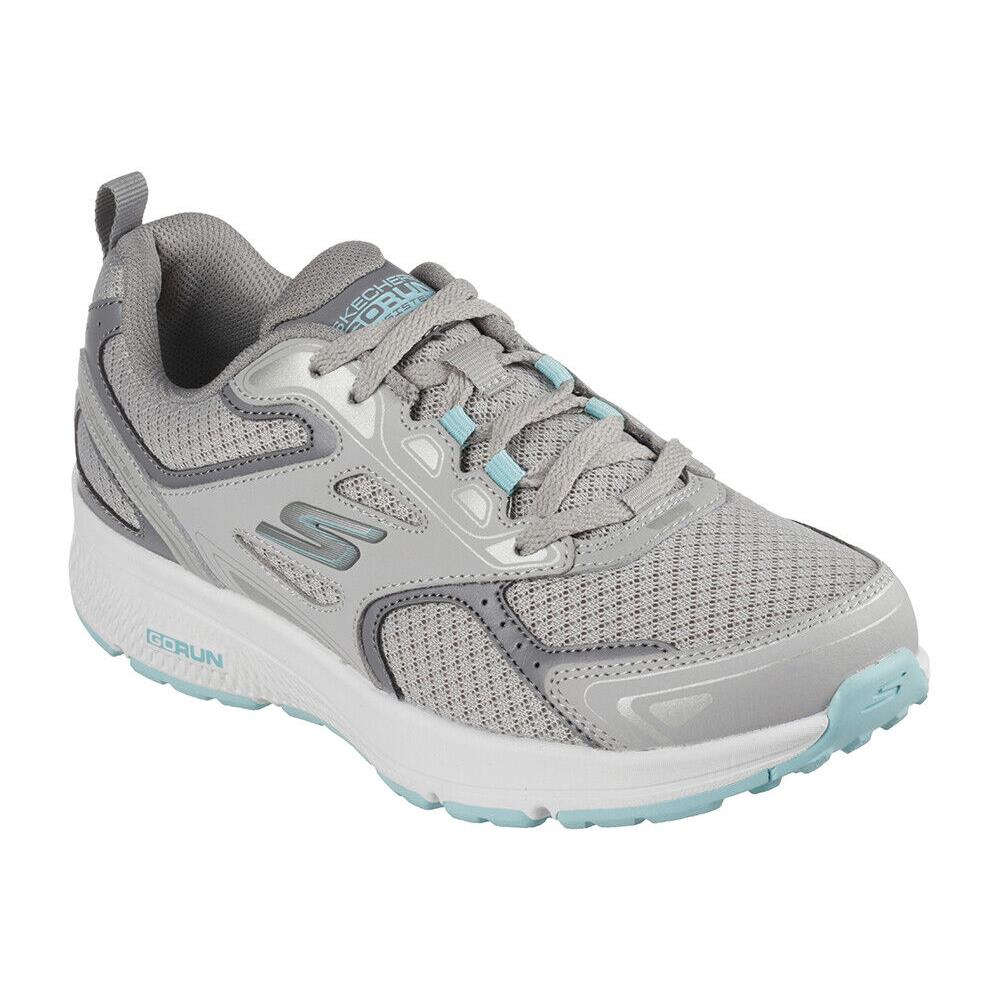Womens Skechers Gorun Consistent Grey Turquoise Leather Shoes