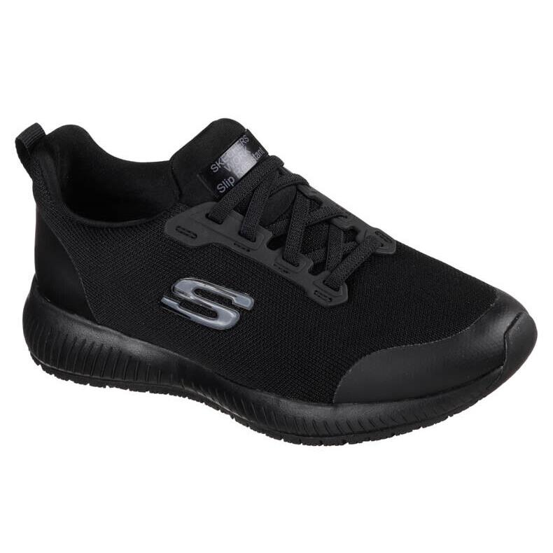 Womens Skechers Work SR Squad Memory Foam Athletic Black Mesh Shoes