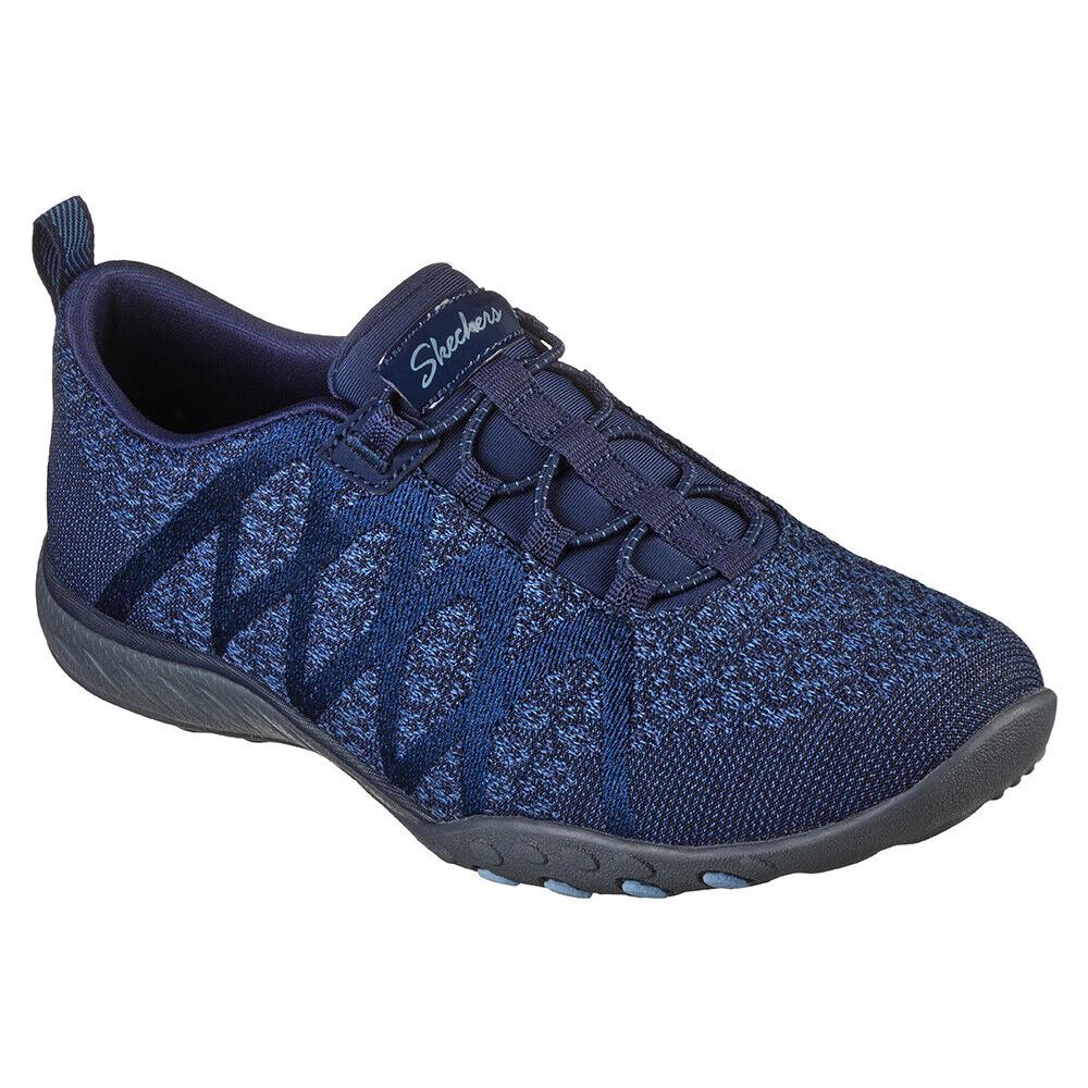 Womens Skechers Relaxed Fit Breathe Easy Infi-knity Blue Navy Mesh Shoes