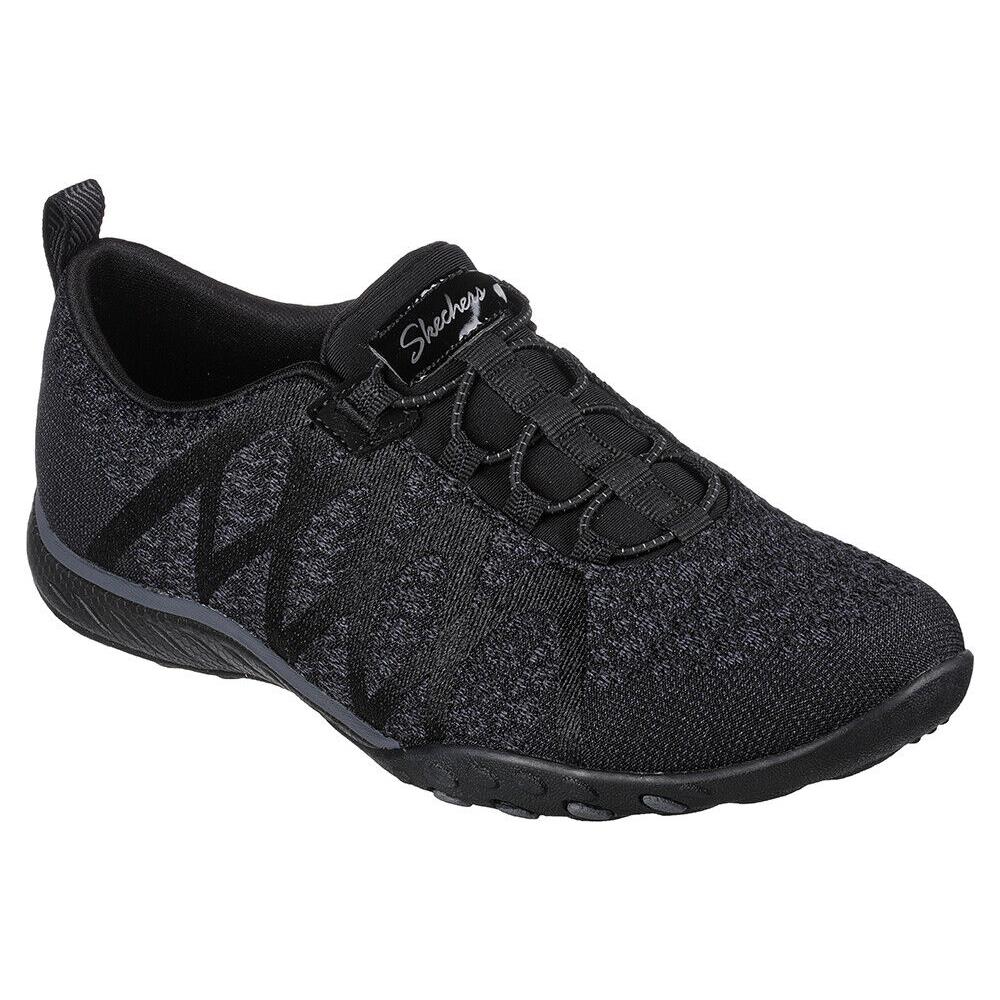 Womens Skechers Relaxed Fit Breathe Easy Infi-knity Black Mesh Shoes