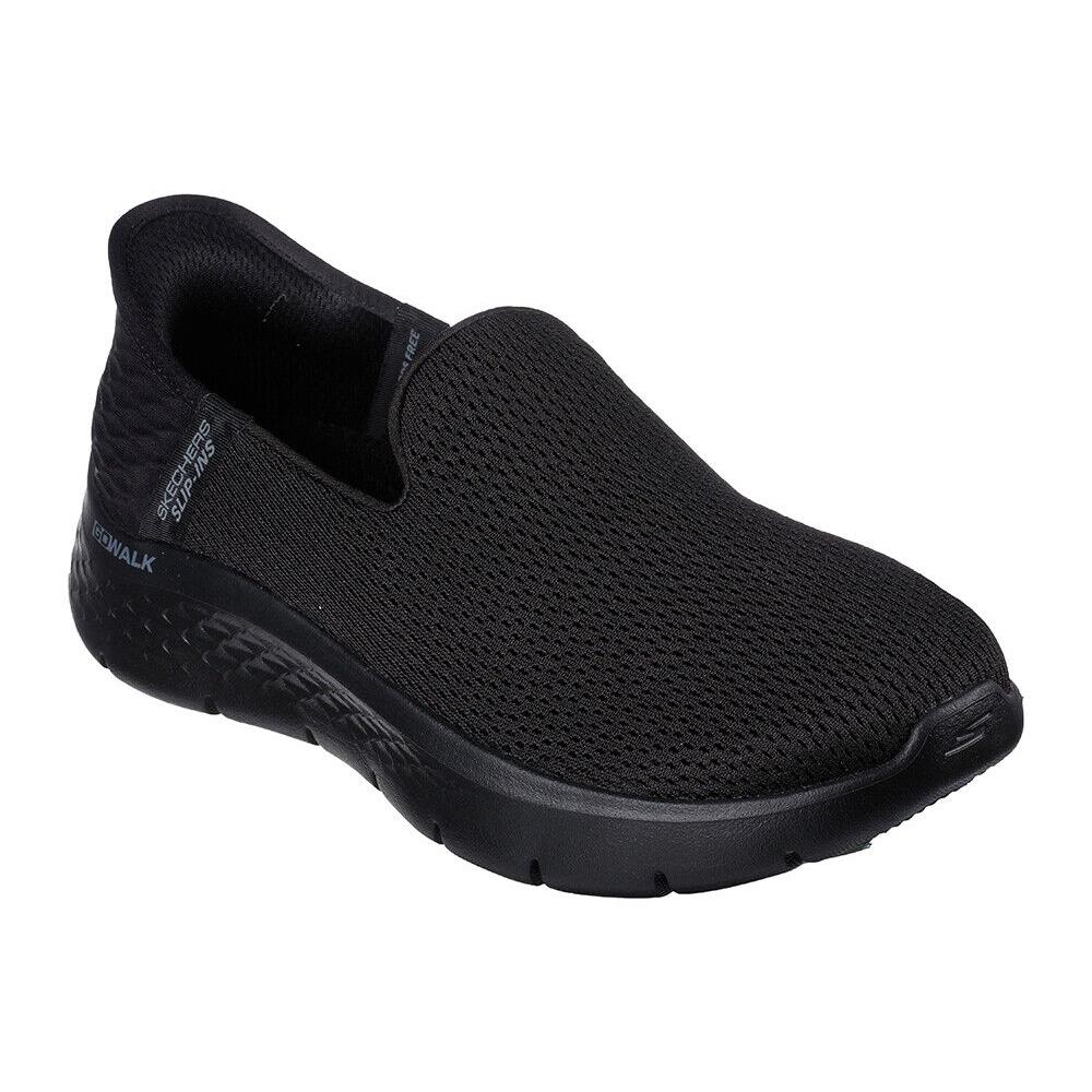 Womens Skechers Slip-ins Gowalk Flex Relish Black Mesh Shoes - Black