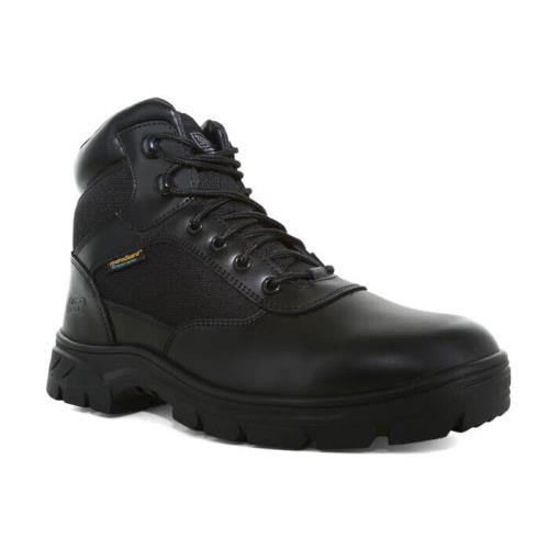 Mens Skechers Work Tactical 6 Inch Waterproof EH Benen Black Leather Shoes