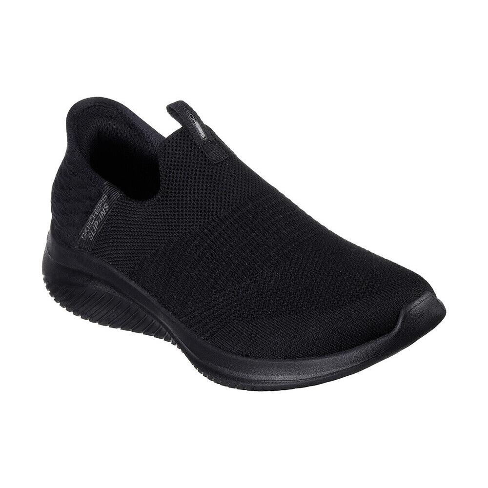 Womens Skechers Slip-ins Ultra Flex 3.0 Cozy Streak Black Mesh Shoes