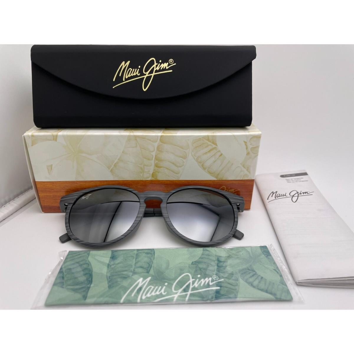 Maui Jim Kiawe MJ 809-11D Grey Woodgrain Stripe W/ Grey Polarized Sunglasses