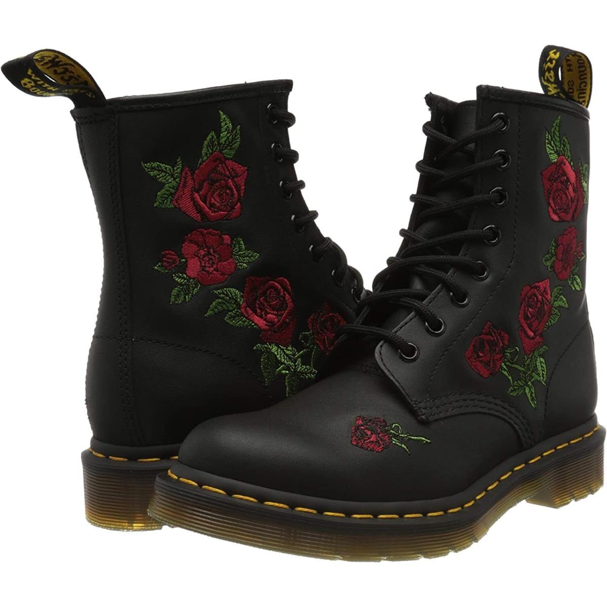Women`s Shoes Dr. Martens 1460 Vonda Floral Leather Boots 24722001 Black