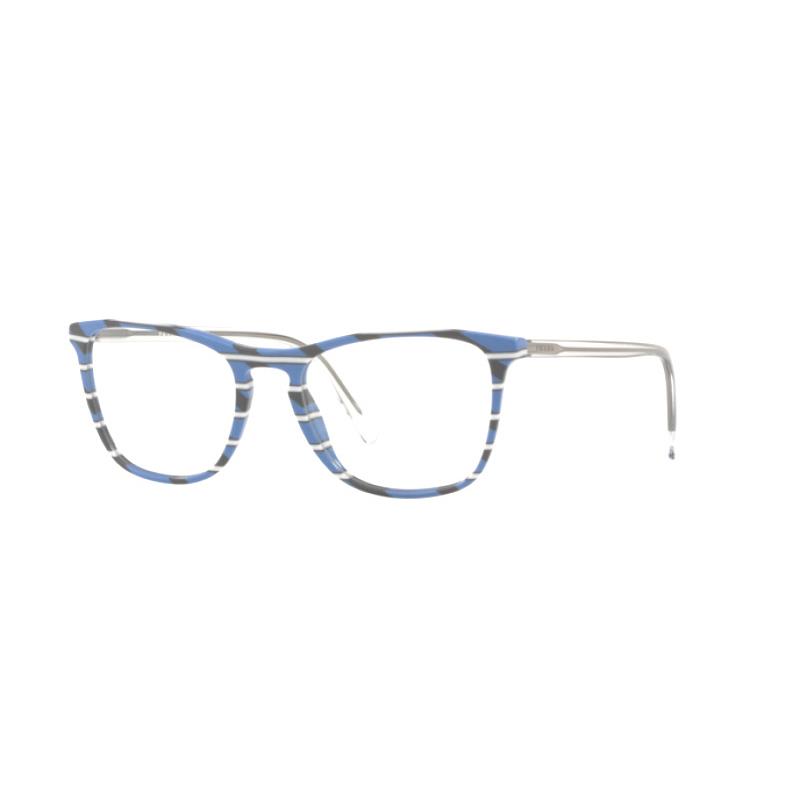 Prada Eyeglasses PR 08VV 3191O1 Conceptual Striped Grey Blue W/ Demo Lens 53