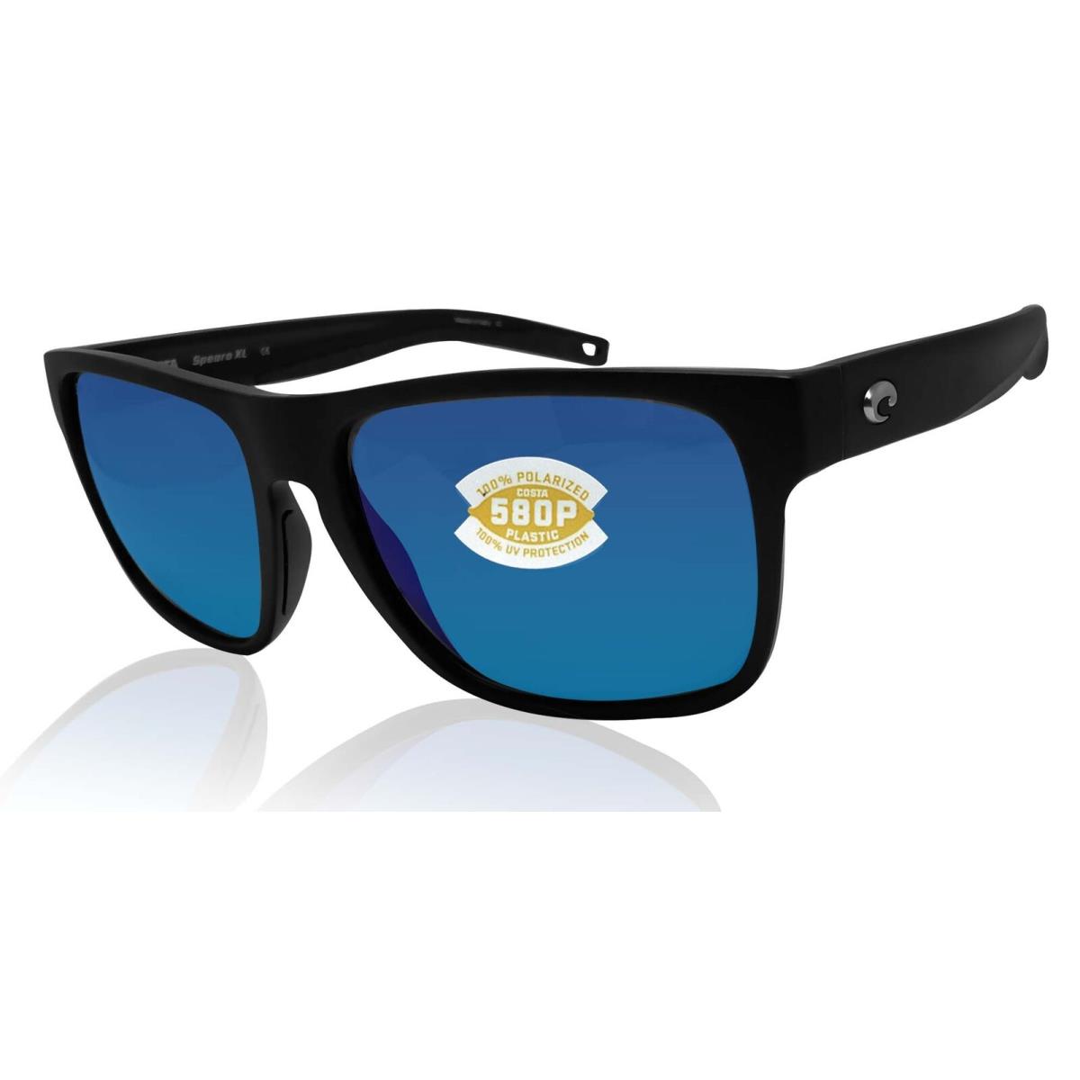 Costa Del Mar Spearo XL Black Blue Mirror 580P Plastic Polarized Lens Sunglasses