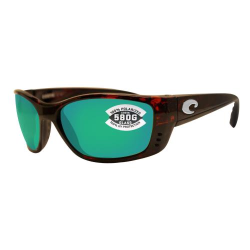 Costa Del Mar Fisch Tortoise Frame Green Mirror 580G Glass Polarized Lens